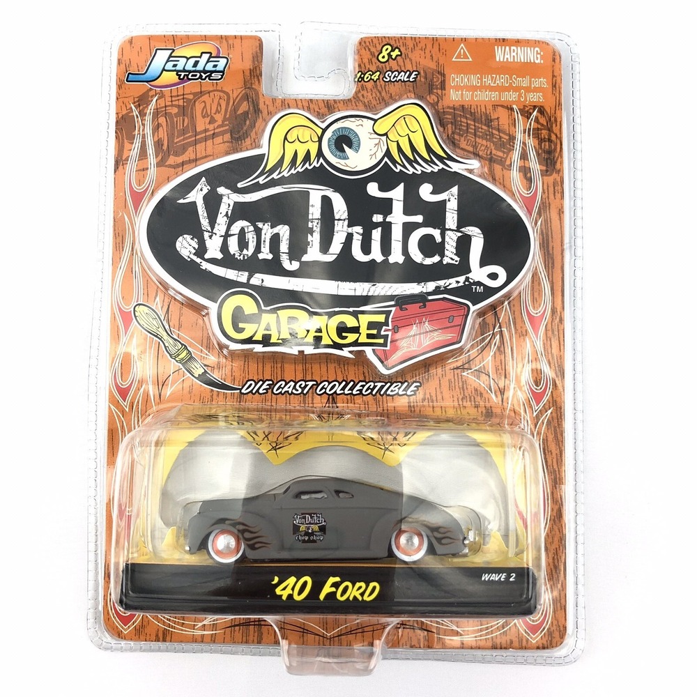 Jada Toys Von Dutch Garage Chop Shop '40 1940 Ford Flat Gray Diecast 1/64 Scale